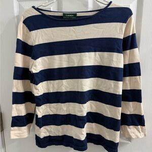 Ralph Lauren Navy and Cream Striped Top